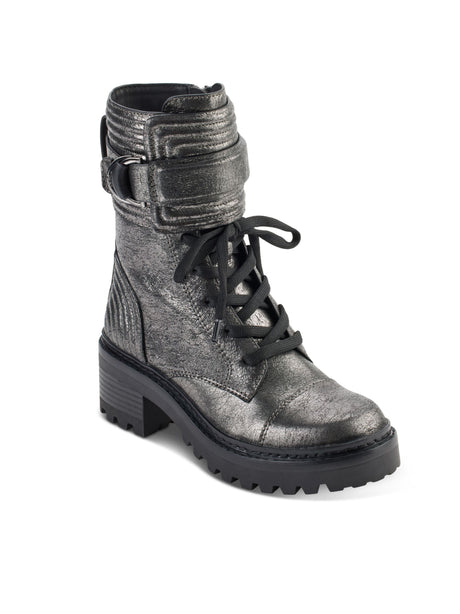 Image for Women's Plain Combat Boots Heels,Silver