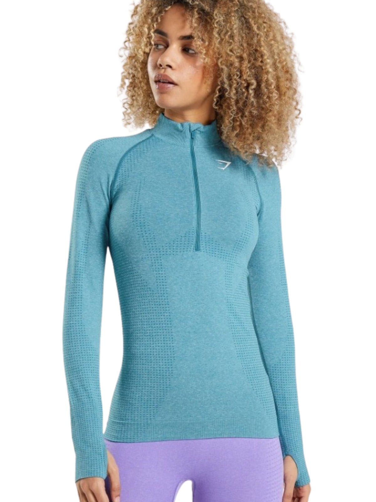 Image for Women's plain with Thumb Hole Sleeves Sport Top,Aqua