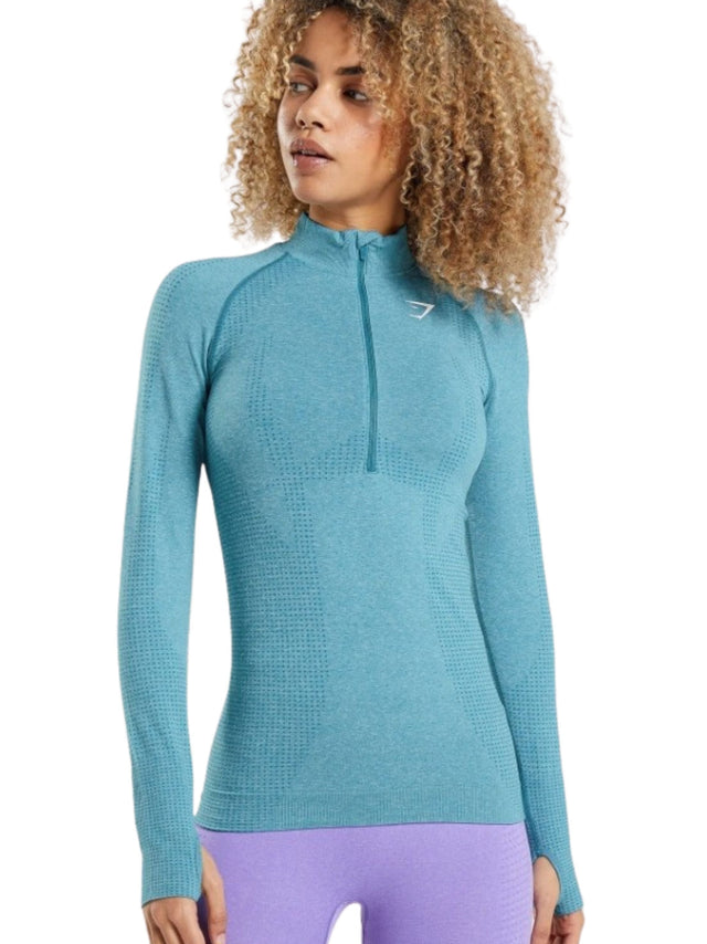 Image for Women's plain with Thumb Hole Sleeves Sport Top,Aqua