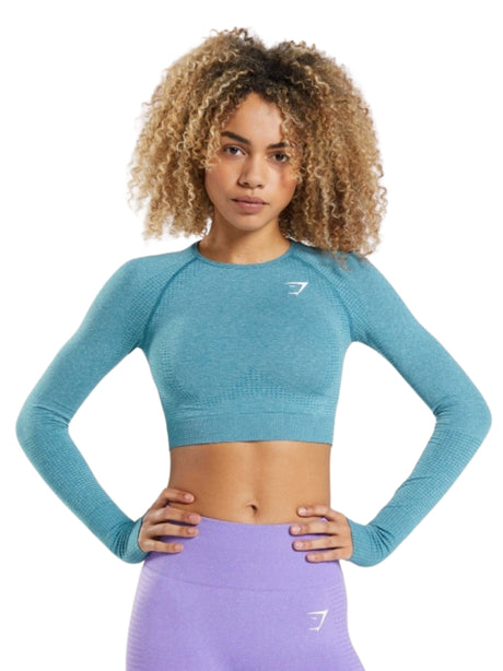 Image for Women's Thumb Hole Sleeves Sport Top,Aqua