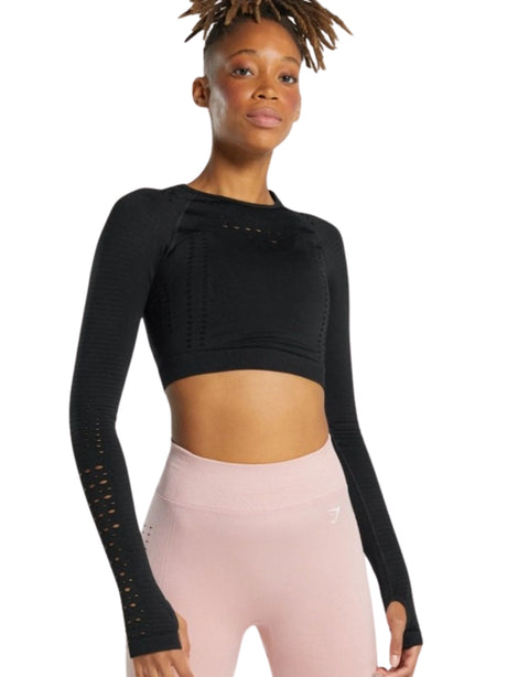 Image for Women's Cut Out Details Thumb Hole Sleeves Sport Top,Black