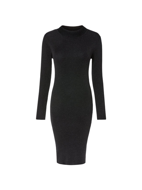 Image for Women's Ribbed Glitter Dress,Black