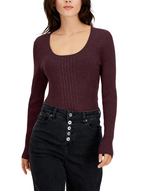 Image for Women's Ribbed Top,Burgundy