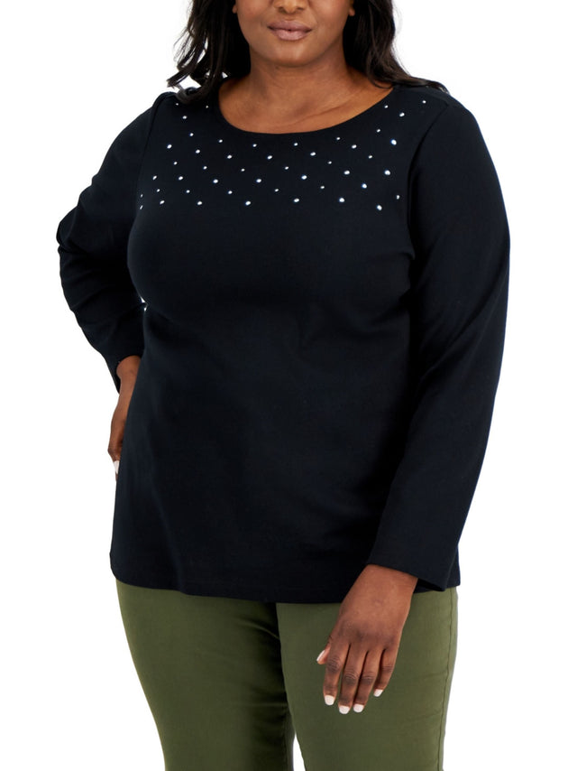 Image for Women's Bead Plain Top,Black