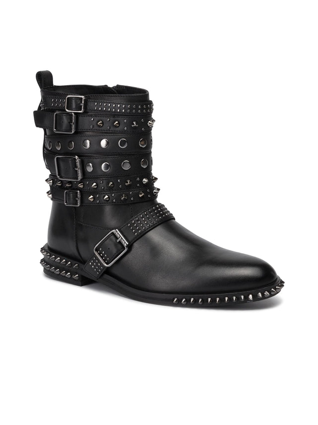 Image for Women's Buckles Studs Ankle Boots,Black