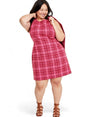 Image for Women's Houndstooth Pattern Dress,Fuchsia/Burgundy