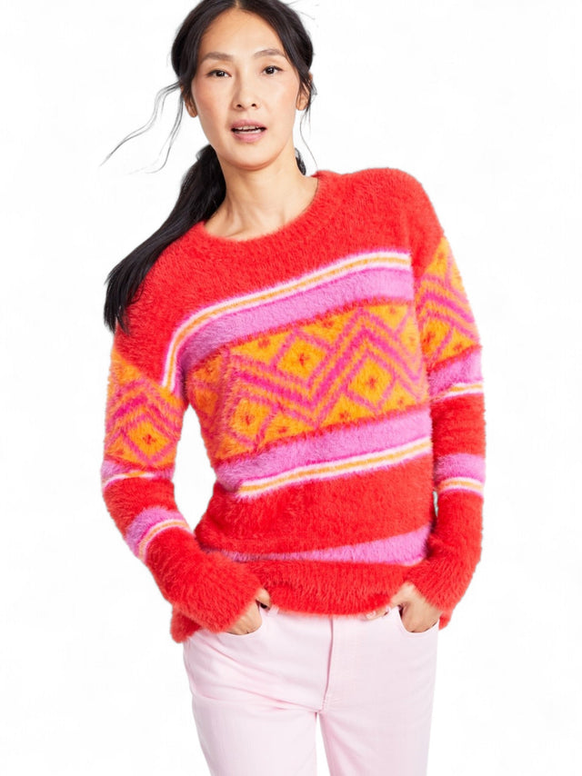 Image for Women's Mohair Plaid Sweaters,Multi