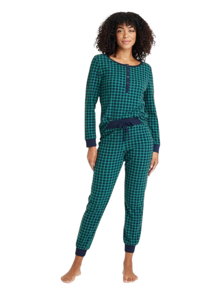 Image for Women's Plaid Pajama Set,Navy/Olive