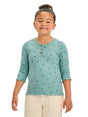 Image for Kids Girl's Hearts Printed Ribbed Knitted Top,Aqua