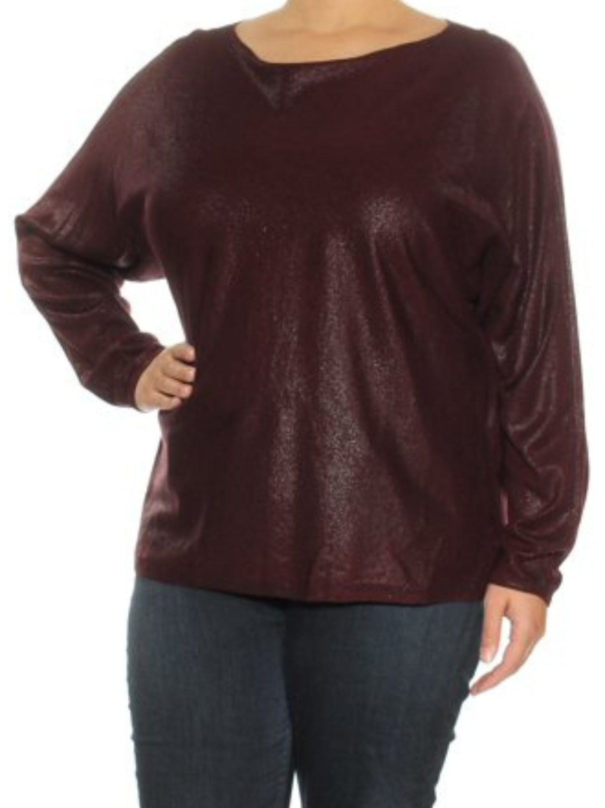 Image for Women's�Glitter Plain Top,Burgundy