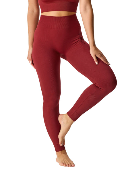 Image for Women's Ribbed Leggings,Burgundy