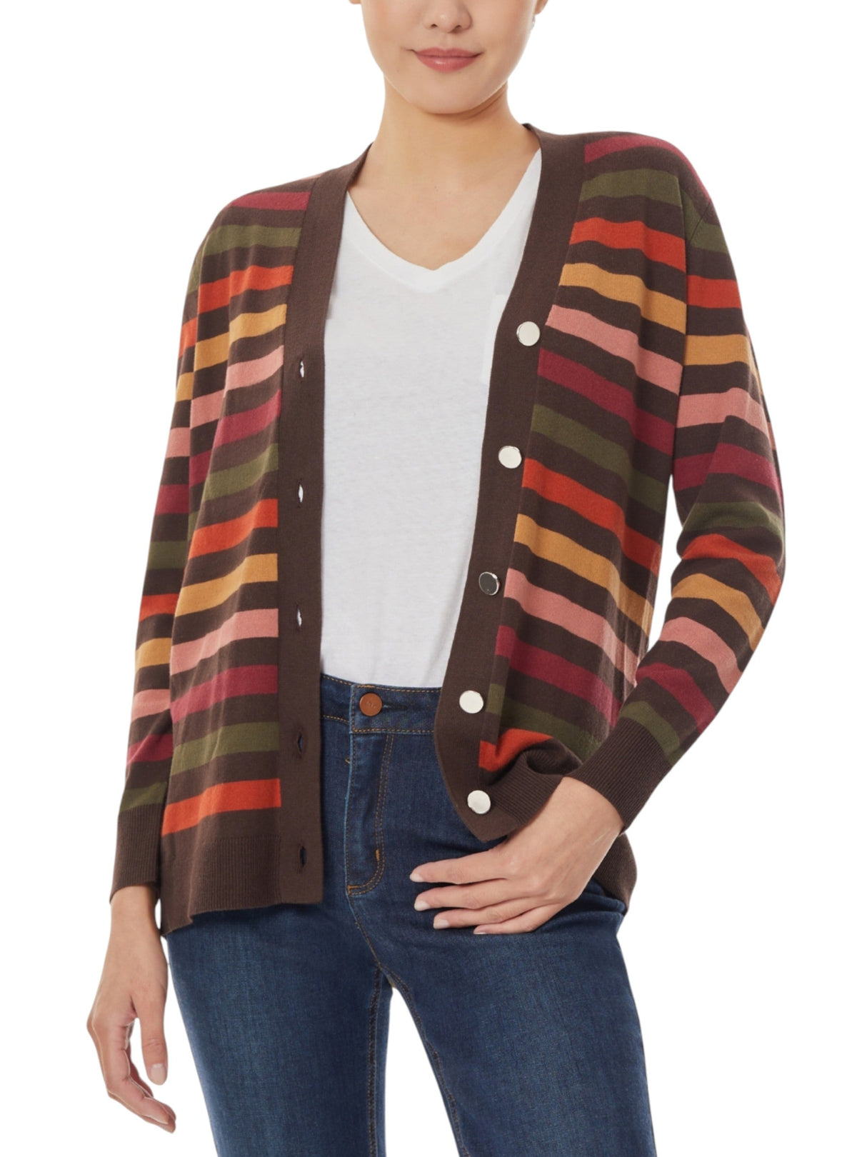 Image for Women's Striped Top Cardigan,Multi