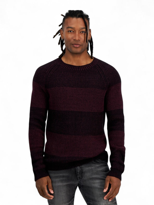 Image for Men's Knitted Sweaters,Burgundy/Black
