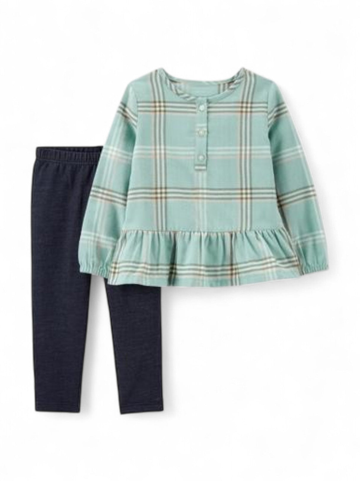 Image for Kids Girl's Plaid Pajama Set, Aqua