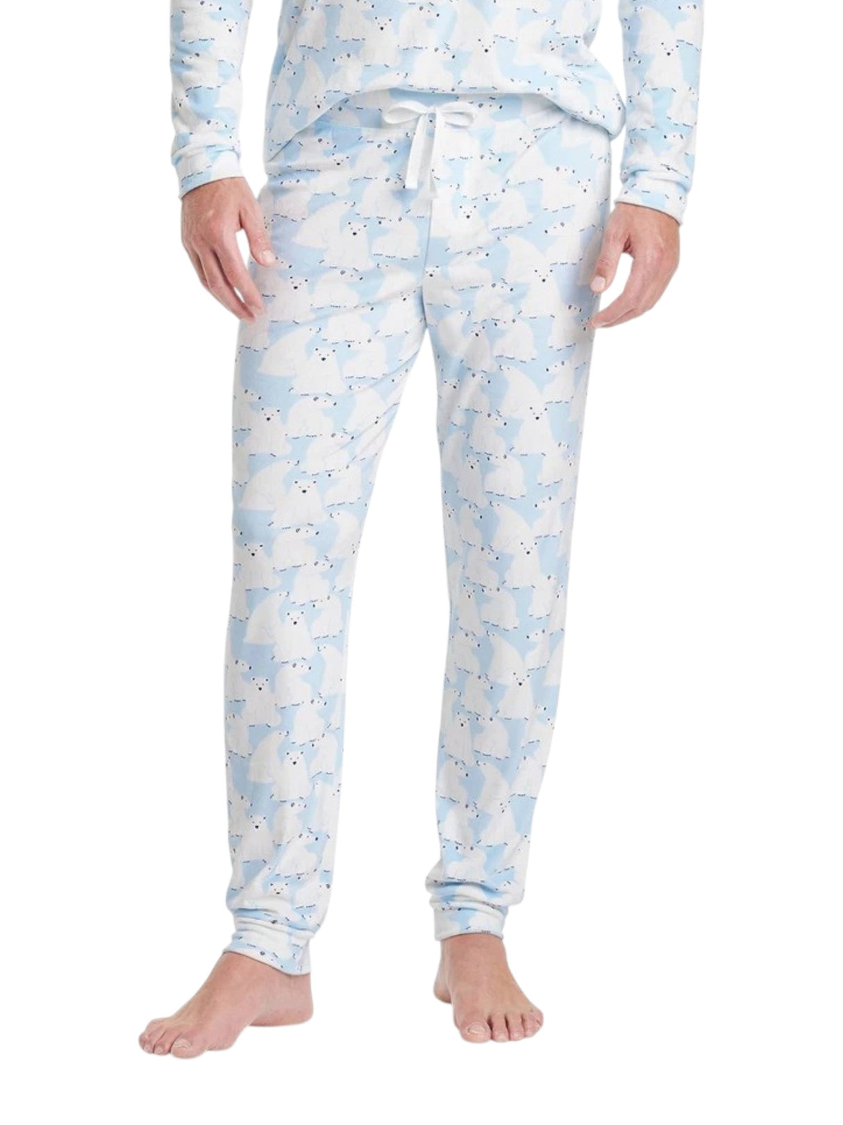 Image for Men's Polar Bears Printed Sleepwear Pant,White/Light Blue