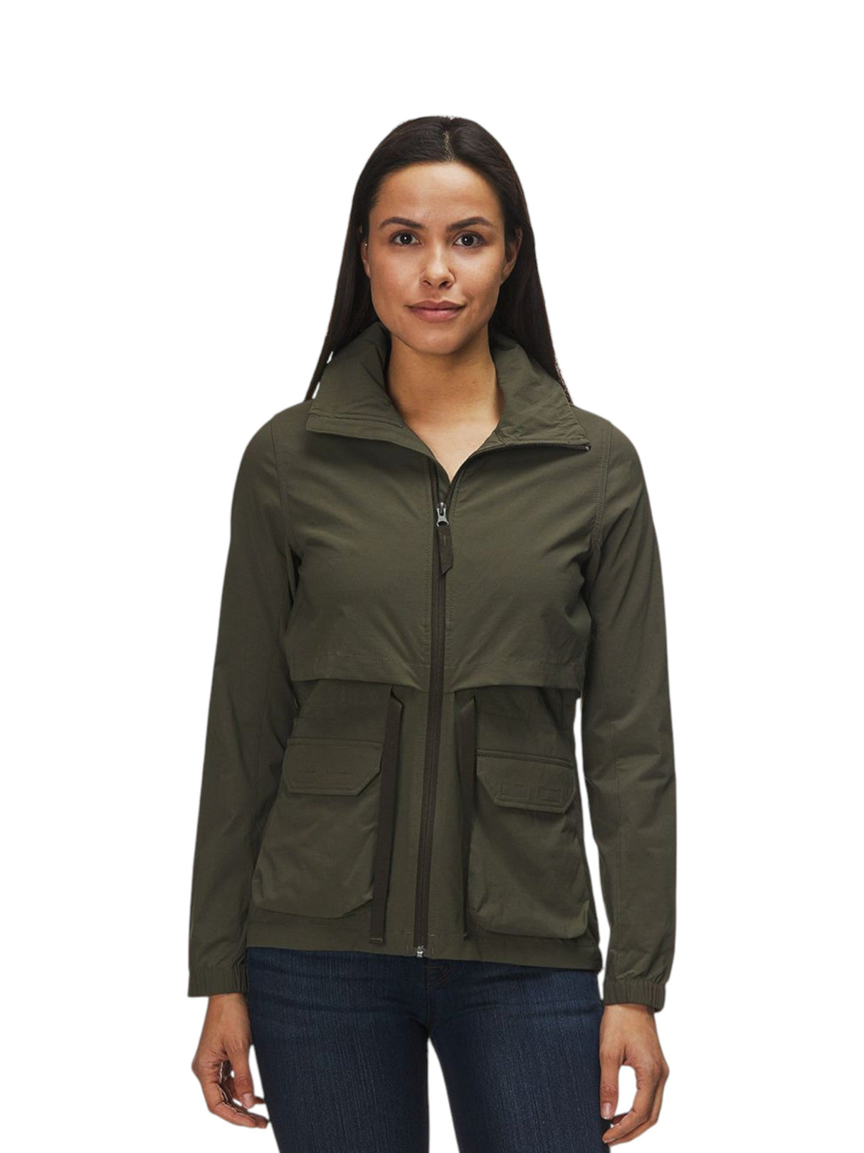 Image for Women's Plain Solid  Jacket Two Pockets ,Olive