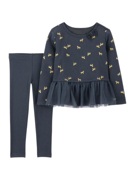 Image for Kids Girl's Printed Pajama Set Top&Pant,Dark Grey