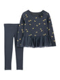 Image for Kids Girl's Printed Pajama Set Top&Pant,Dark Grey