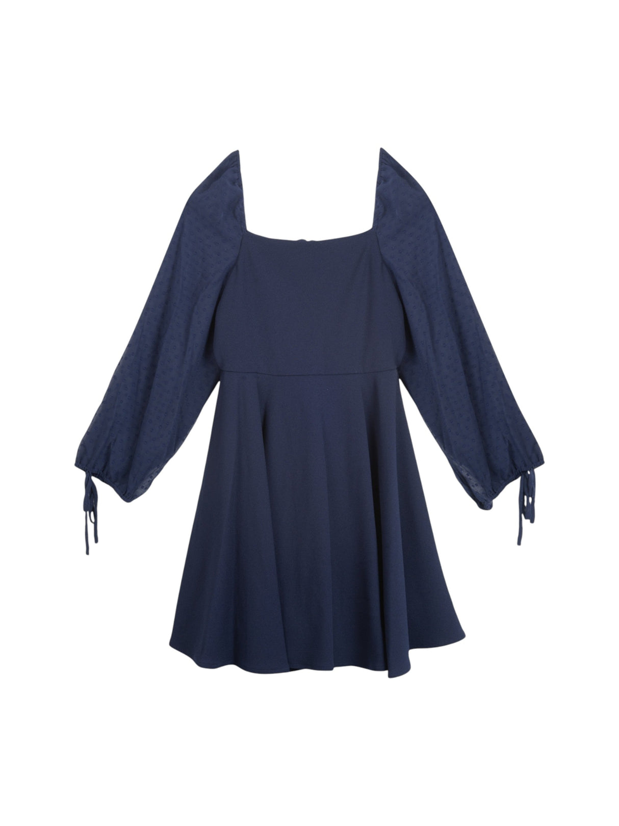 Image for Kids Girl's Knitted Dress Mesh Sleeves,Navy