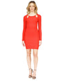 Image for Women's Knitted Ribbed Dress,Red