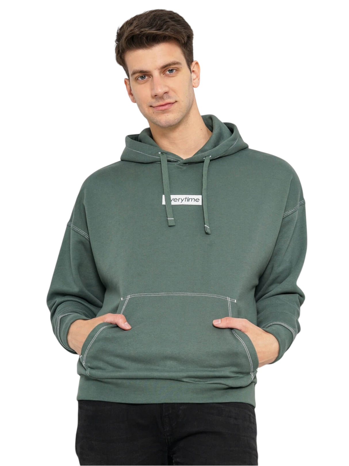 Image for Men's Plain Hoodie,Olive