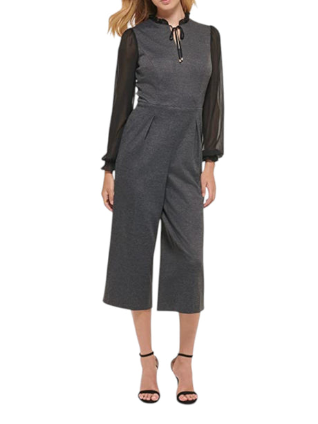 Image for Women's Mesh Sleeves Heather Jumpsuit,Grey