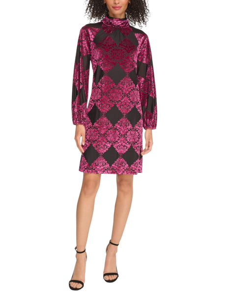 Image for Women's Embllished Velvet Dress,Pink/Black