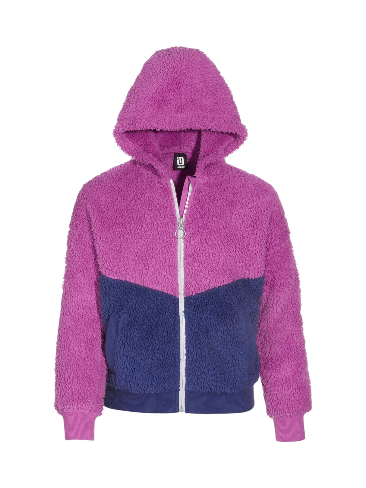 Image for Kids Girl's Faux Fur Colorblocked Jacket,Pink/Blue