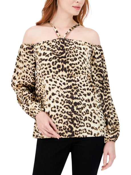 Image for Women's Printed Cold Shoulders Top,Tiger