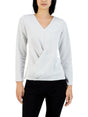 Image for Women's Glitter Knitted Wrap Front Top,White