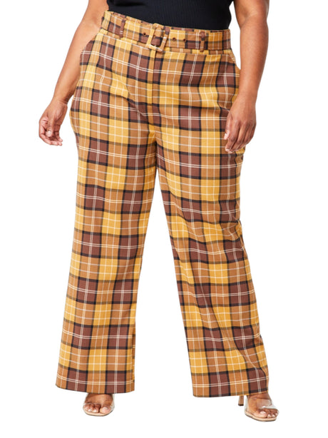 Image for Women's Plaid Pants&Belt,Brown
