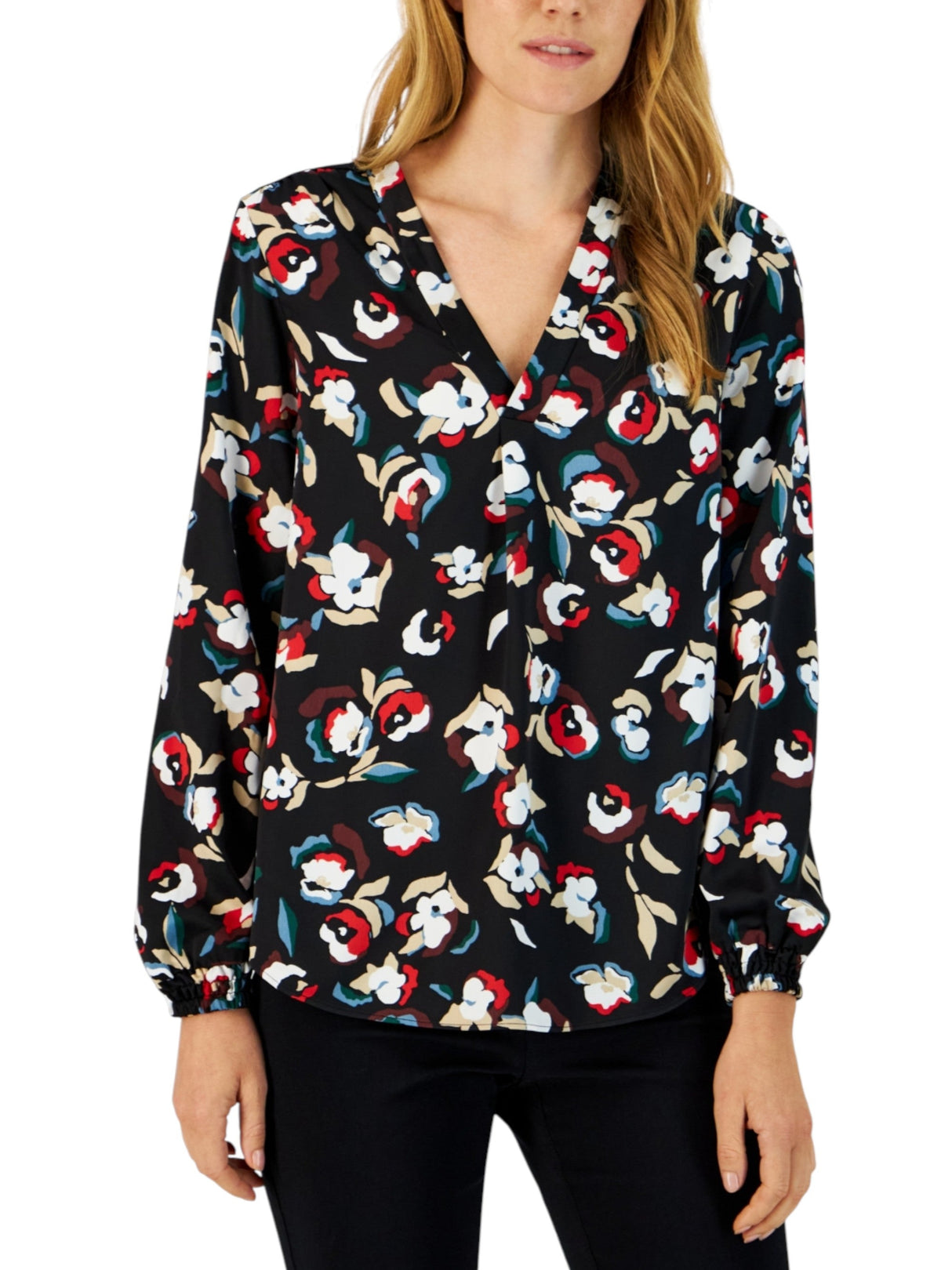 Image for Women's Floral Printed Top,Black