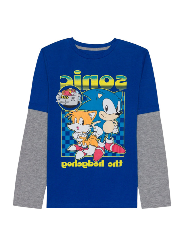 Image for Kids Boy's Sonic Printed Top,Blue/Grey