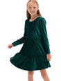 Image for Kids Girl's Velvet Ribbed Dress,Royal Green