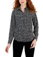 Image for Women's Printed Buttons Down Shirt,White/Black