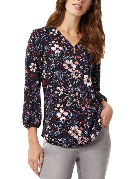 Image for Women's Floral Printed Top,Black