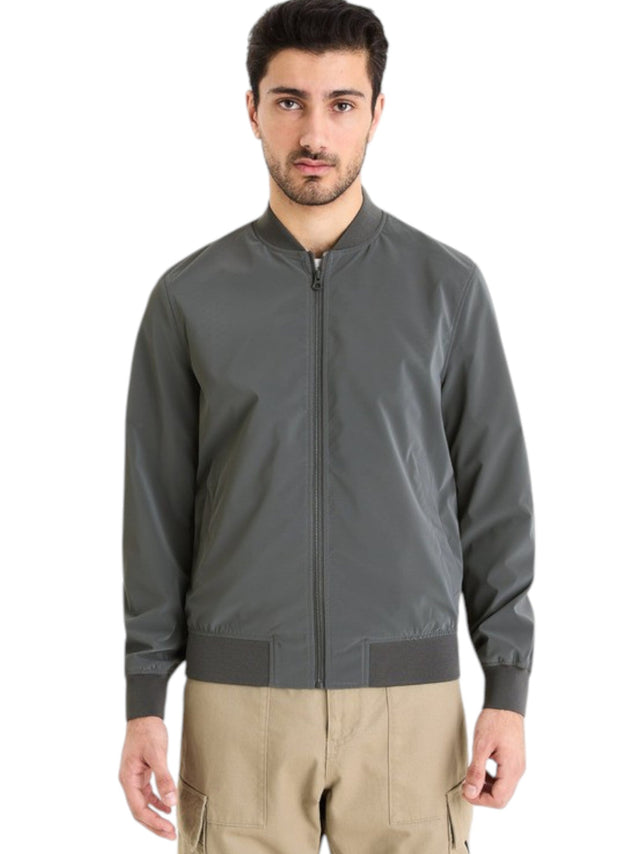 Image for Men's Plain Solid Jacket Two Pockets,Dark Grey
