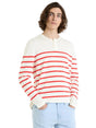 Image for Men's Striped Sweaters,White\Red