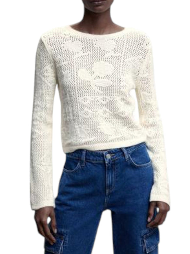 Image for Women's Open Knitted Sweaters,Cream