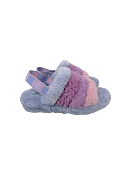 Image for Women's Faux Fur Colorblocked Striped Slipper,Purple