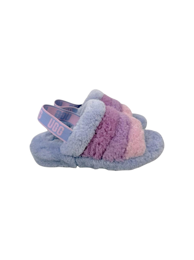 Image for Women's Faux Fur Colorblocked Striped Slipper,Purple