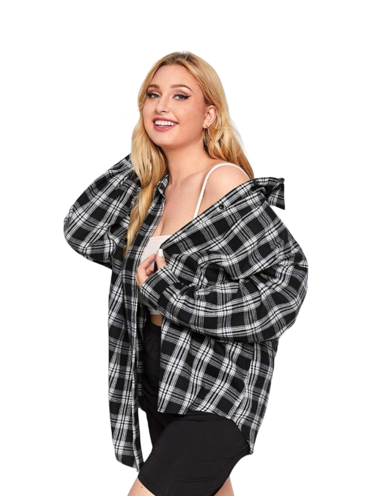 Image for Women's Plaid Chemise,Black/White