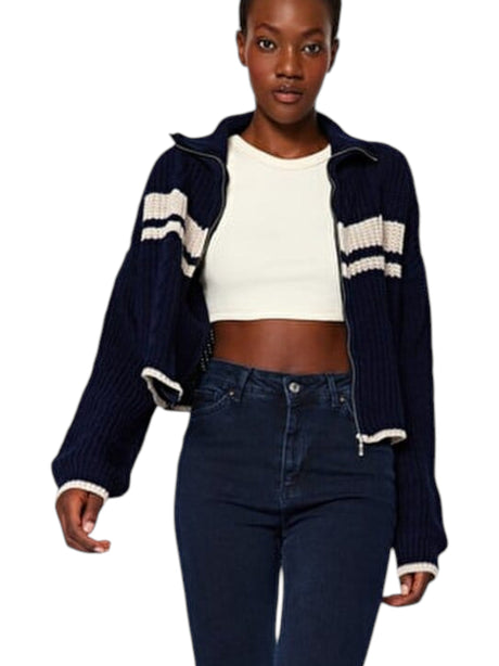 Image for Women's Knitted Sweaters,Navy/White
