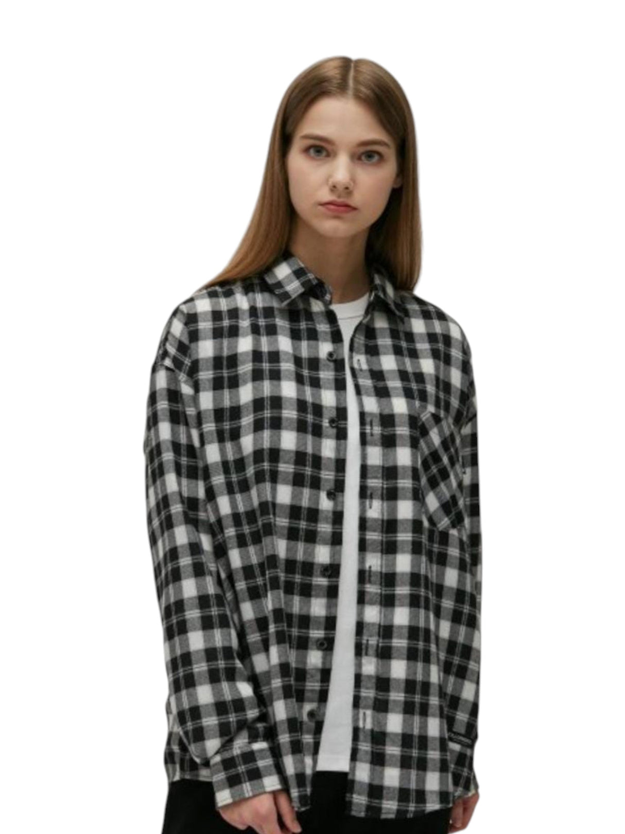 Image for Women's Plaid Chemise,Black/White
