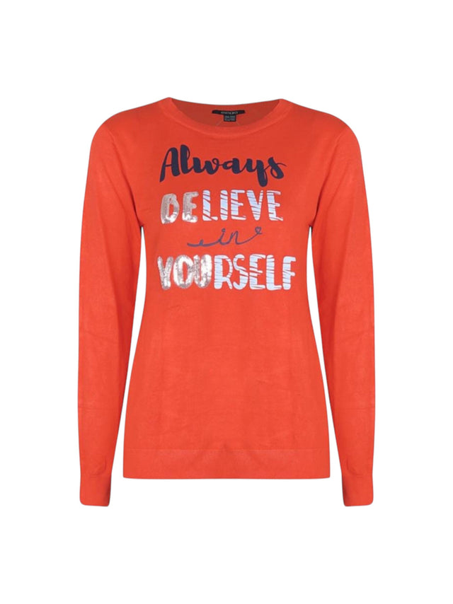Image for Women's Printed Knitted Top,Orange