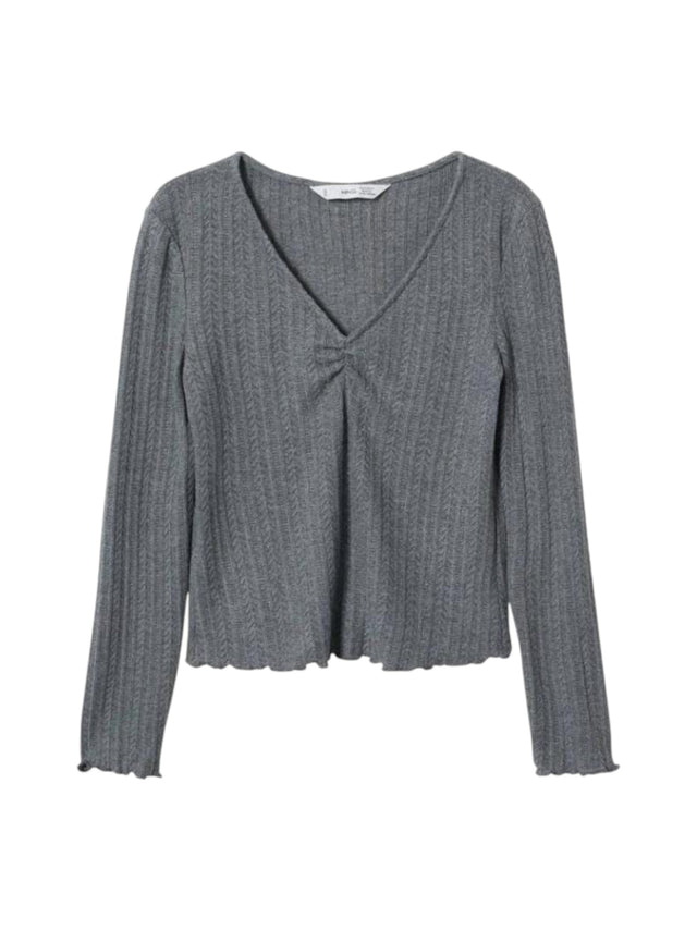 Image for Women's Ribbed Knitted Top,Grey