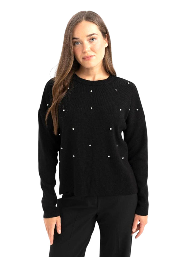 Image for Women's Pearl Beads Knitted Sweaters,Black