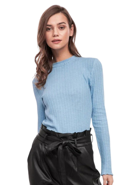 Image for Women's Knitted Ribbed Top,Blue