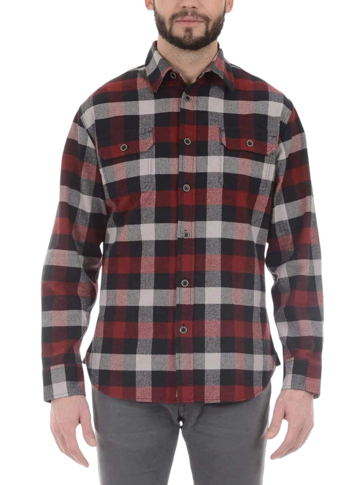 Image for Men's Plaid Dress Shirt,Burgundy