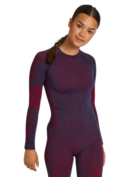 Image for Women's Heather Textured Sport Top,Burgundy/Blue